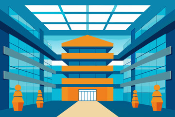 View of a Multi Story Atrium in a Corporate Headquarters Design