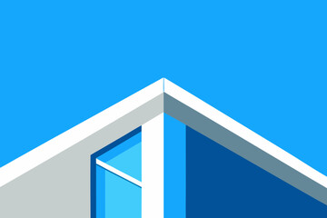 Looking Up at a Clear Blue Sky Framed by Modern Building Lines