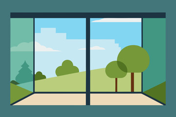 Looking Out from a Modern Living Space Through a Large Window View