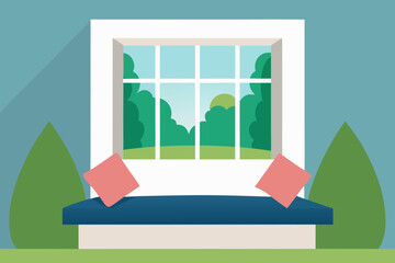 Cozy Bay Window Seating Area with Simple Cushion and Natural Light