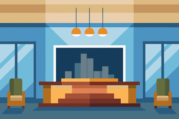 Elegant Blurred Background of a Modern Upscale Hotel Lobby Interior Design