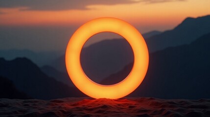 Glowing Ring at Sunset Landscape
