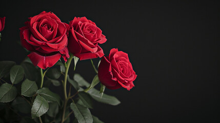 Obraz premium Red roses with a black background