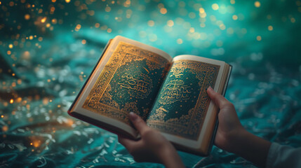 The Muslim holy Quran held in hand