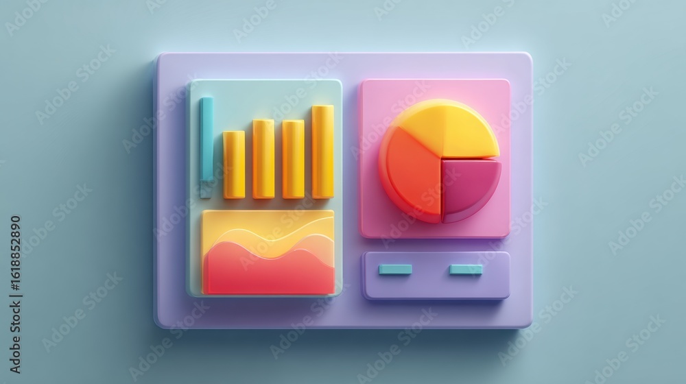 Poster data insights: an illustrative representation of data analytics, charts, and graphs, showing statist