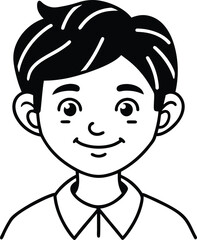 Obraz premium student avatar flat vector line art white background