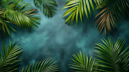 Obraz premium Palm branches in a stylish flat background