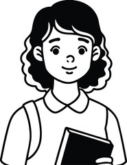 student avatar flat vector line art white background