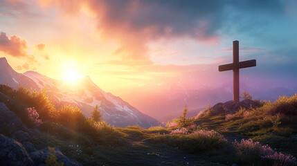 Good Friday religious illustration with a cross
