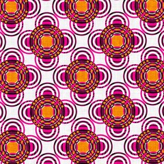 Colorful geometric pattern with circular designs in pink and orange  