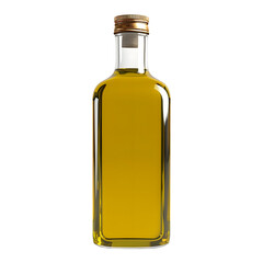 A bottle of golden olive oil isolated on transparent background