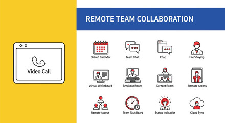Modern Remote Team Collaboration Featuring Video Call, Shared Calendar, Team Chat