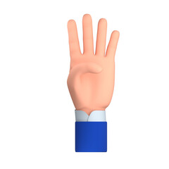 3d hand with four signs icon