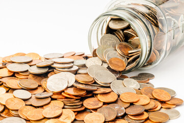 jar of coins tipped over