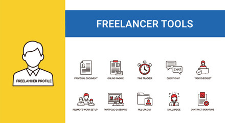 Modern Freelancer Tools Featuring Proposal Document, Online Invoice, Time Tracker