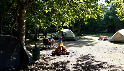 camping in the forest