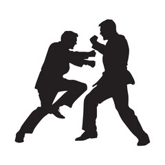 Businessmen Fighting silhouette, silhouette of a businessman in action, Businessmen in tug of war, corporate competition, Businessmen Fighting vector illustration
