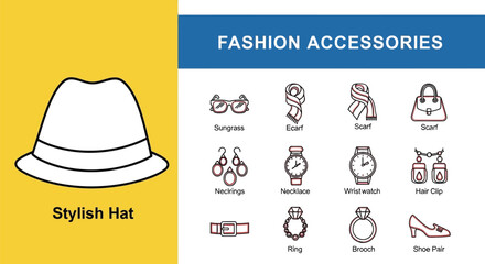 3D Render of a Stylish Hat Featuring Fashion Accessories Such as Sunglasses, Scarves, Necklaces