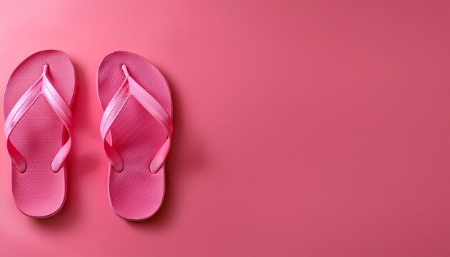 bright pink flip flops on a vibrant pink background for summer style and casual comfort generative ai