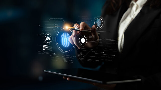 Biometric identity system using fingerprint and facial recognition to secure cloud access, protect sensitive data, and authenticate users in digital platforms Latch - Powered by Adobe