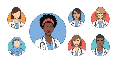 Diverse medical professionals representing global healthcare diversity and inclusion in the medical field