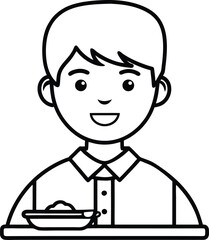 Obraz premium student avatar flat vector line art white background focused