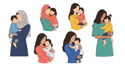 Fototapeta premium Diverse mothers cherishing their children together in heartwarming family moments