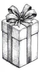 Stylish gift box with ribbon ready for celebration or special occasion