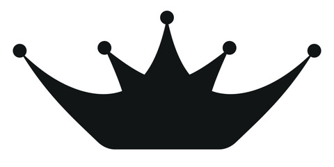 Wide black crown icon in flat minimalist style. Ideal for symbols of royalty, leadership, victory, or luxury. Great for game UI, branding, king or queen illustrations, and awards.