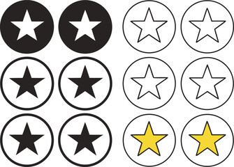 Collection of star icons silhouette isolated on transparent background