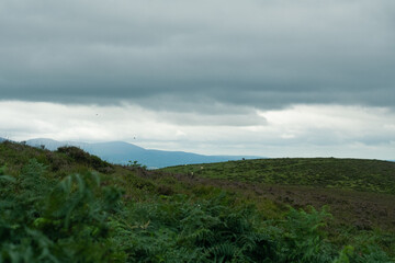 Cloudy hills offer a tranquil escape into the serene beauty of nature in the early afternoon light