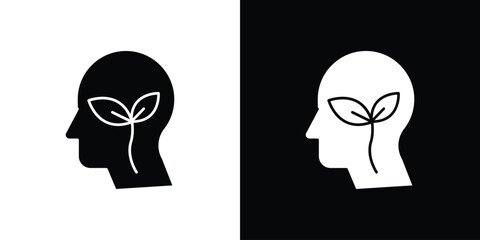 Think green icon silhouette set. vector pictograms for ui