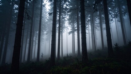 Fototapeta premium Misty forest scene