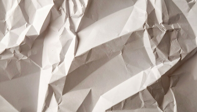 White crumpled paper design element, 300 dpi, widescreen 16:9, with free space for text