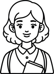 Obraz premium student avatar flat vector line art white background smiling