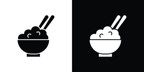 Rice bowl icon silhouette set. vector pictograms for ui
