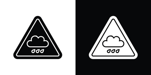 Rain warning signs silhouette set. vector pictograms for ui