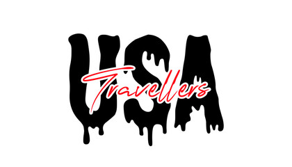 USA Travellers text effect vector illustrator.