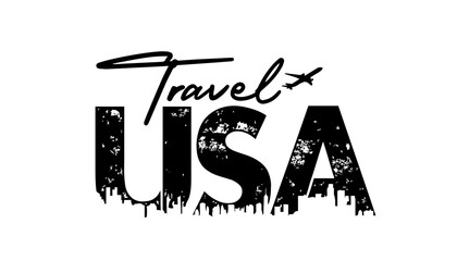 USA Travellers text effect vector illustrator.