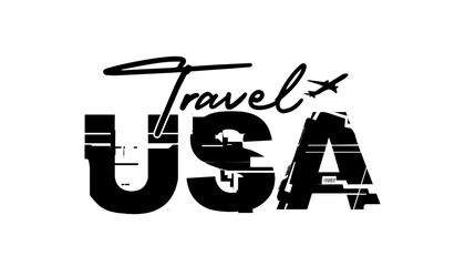 USA Travellers text effect vector illustrator.