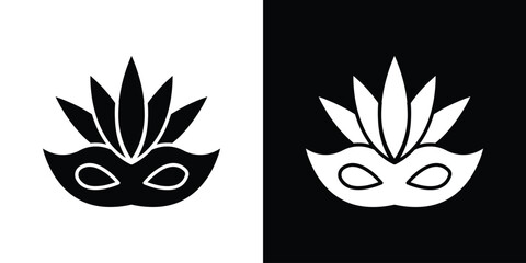 Mask for brazil carnival celebration icon silhouette set. vector pictograms for ui