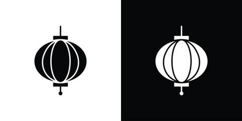 Fototapeta premium Lantern icon silhouette set. vector pictograms for ui
