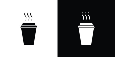 Hot coffee cup icon silhouette set. vector pictograms for ui