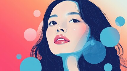Close-up illustration of a woman with a thoughtful expression.