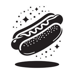 Minimalist Flying Hotdog Silhouette Vector Icon
