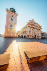 Warsaw old city center near Vistula river. Observation Terrace on the Bell Tower of St. Anne's Church
