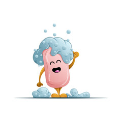Transparent PNG Cute Cartoon Bar Soap with Foam