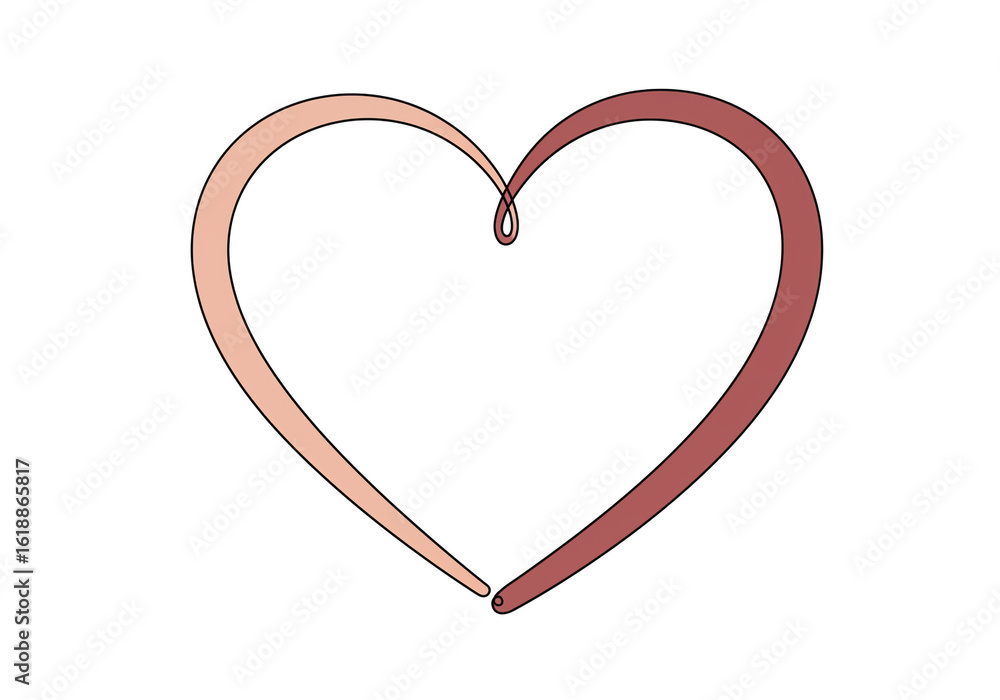 Poster a simple heart shape formed by a single line with gradient colors on a white background art