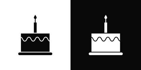 Birthday cake icon silhouette set. vector pictograms for ui