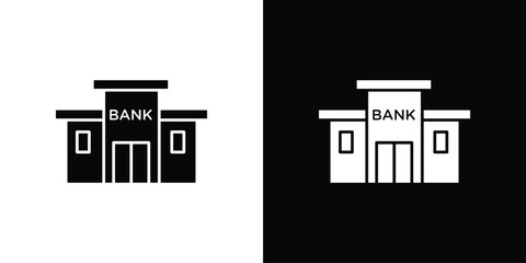 Bank building icon silhouette set. vector pictograms for ui
